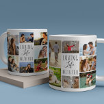Loving Life med dig 14 Photo Collage White Kaffemugg<br><div class="desc">Romantiskt foto mugg med 14 av dina egna foton. Den här svarta och vita designen är handskriven med "kärleksfullt liv med dig" i smalans teckensnittsstil och skript för elegant. Fotomallen är inställd så att du kan lägga till 14 av ditt favoritprogram bilder, som visas i en blandning av porträtt, liggande...</div>