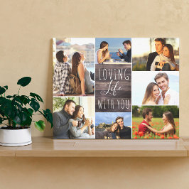 Loving Life med dig 7 Fotokollage - Rustic Wood Canvastryck