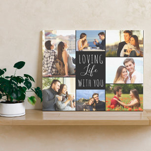 Loving Life med dig 7 fotokollage - svart Canvastryck