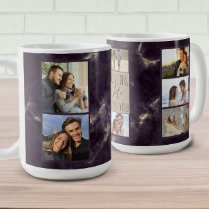 Loving Life med dig - 7 fotopassage Mörk Marble Kaffemugg