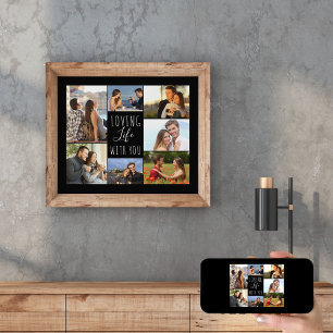 Loving Life med dig 7 Photo Collage   Svart Poster