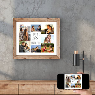 Loving Life med dig 7 Photo Collage   Vit Poster