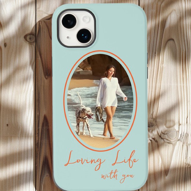 Loving Life med Mint Orange Oval Framfoto (Mint and Orange iphone case with photo by Darling & May)