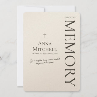 Loving Memory-begravning Inbjudningar