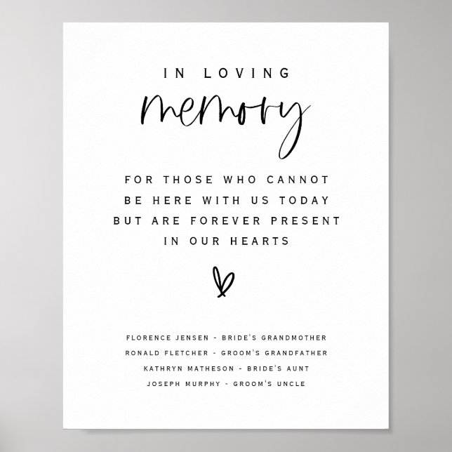 Loving Memory Bröllop Family Memorial Poster (Framsidan)