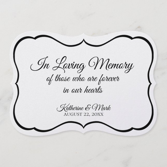 Loving Memory Bröllop Sign Silver Program (Framsida)