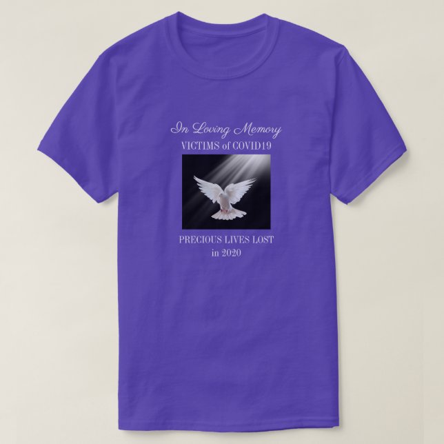 Loving Memory, COVID, lila T Shirt (Design framsida)