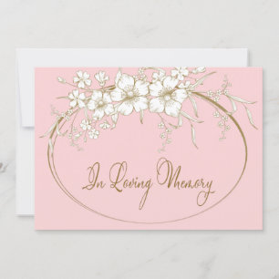 Loving Memory Elegant Blommigt Guld Memorial Inbjudningar