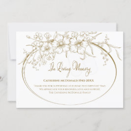 Loving Memory Elegant Blommigt Guld Tack Inbjudningar