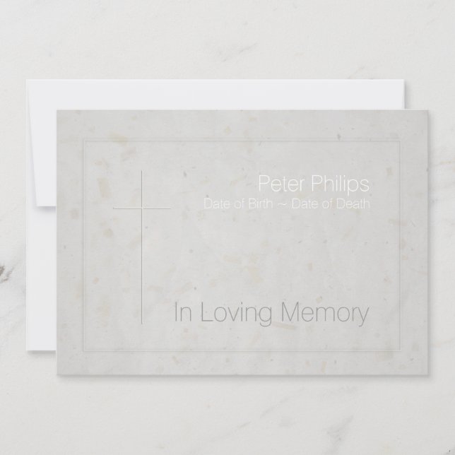 Loving Memory Embossed Kor 1 Funeral Inbjudan (Framsida)