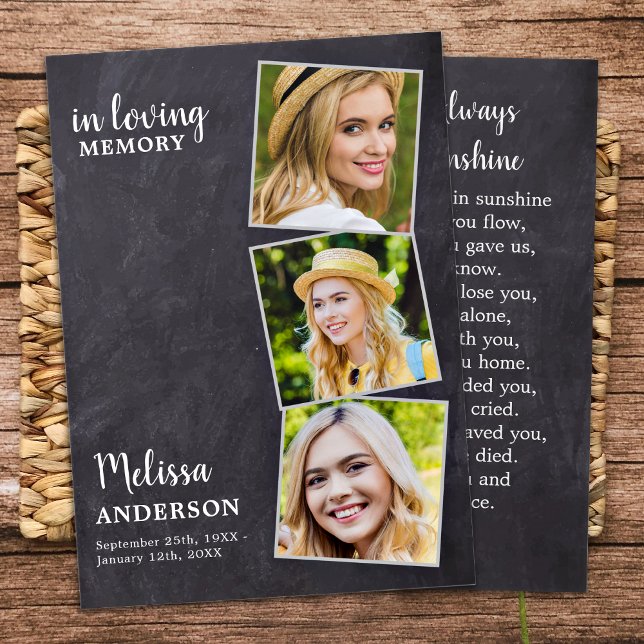 Loving Memory Memorial Funeral Prayer Card 3 Photo (Skapare uppladdad)
