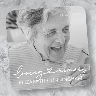 Loving Memory Modern Elegant Heart Photo Memorial Fyrkantigt Klistermärke