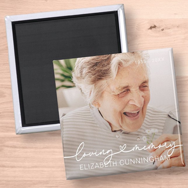 Loving Memory Modern Elegant Heart Photo Memorial Magnet (Skapare uppladdad)