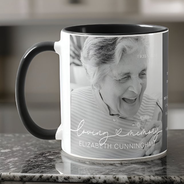 Loving Memory Modern Elegant Heart Photo Memorial Mugg (Skapare uppladdad)