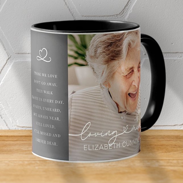 Loving Memory Modern Elegant Heart Photo Memorial Mugg (Skapare uppladdad)
