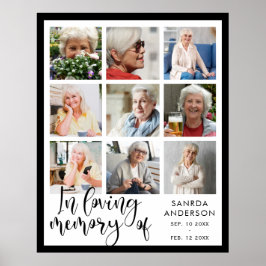 Loving Memory Modern Memorial Photo Collage Poster
