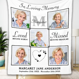 Loving Memory Personlig 5 Bild Memorial Fleecefilt