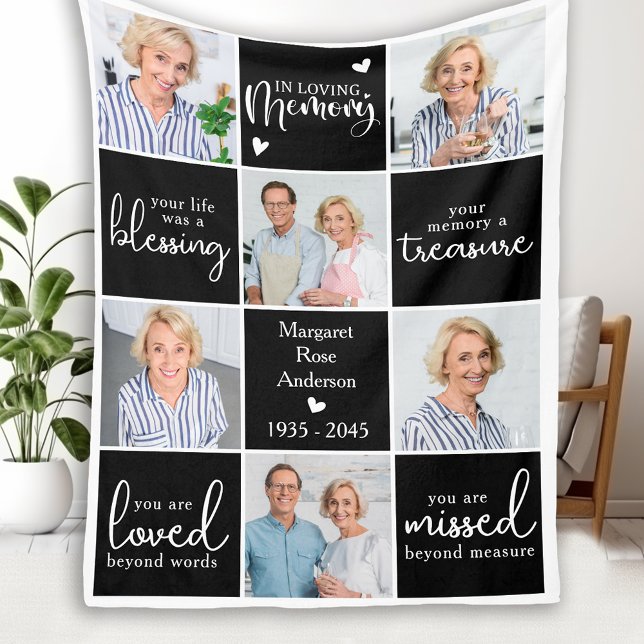 Loving Memory Personlig 6 Multi Photo Memorial Fleecefilt (Skapare uppladdad)