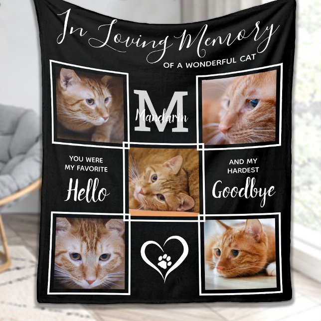 Loving Memory Personlig Cat Pet Photo Memorial Fleecefilt (Skapare uppladdad)