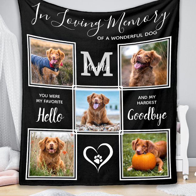 Loving Memory Personlig Pet Memorial 5 Photo Fleecefilt (Skapare uppladdad)