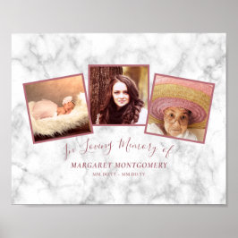 Loving Memory Ro Guld Rosa Marble Photo Collage Poster