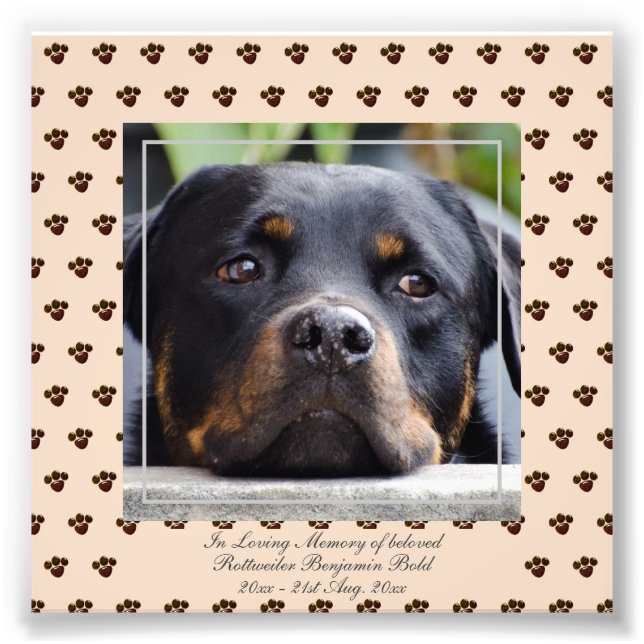 Loving Memory Rottweiler PHOTO Named Keepsakie Fototryck (Framsidan)