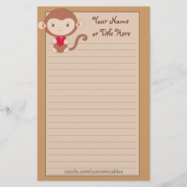 Loving Monkey Stationary Brevpapper (Framsida)