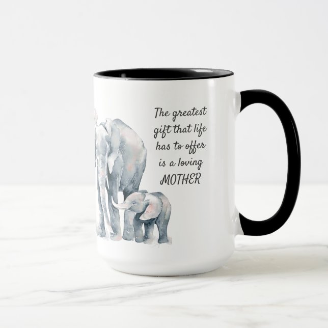 Loving Mor citat Elephant & Child Mugg (Höger)