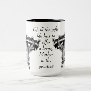 Loving Mor Quote Roligt Raccoon-familjen Mugg