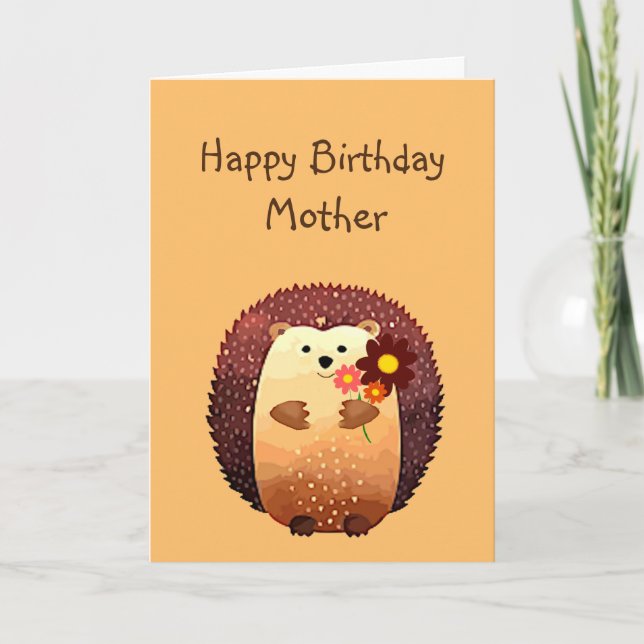 Loving Mother Birthday Cute Hedgehog Animal Kort (Framsida)
