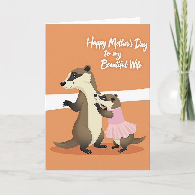 Loving Mustelids Mothers Day Card Kort (Framsida)