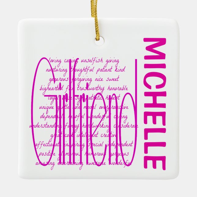 Loving Ord for Girlkompis ANPASSNINGSBAR Julgransprydnad Keramik (Framsida)