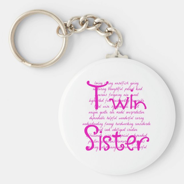 Loving Ord för Twin Sister Nyckelring (Framsidan)