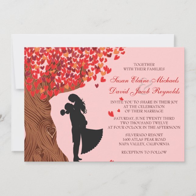Loving par Initialer Oak Träd Fall Wedding Inbjudningar (Framsida)