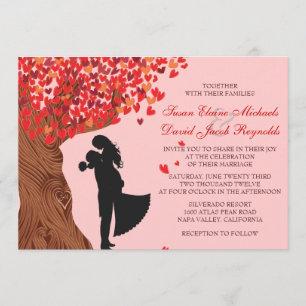 Loving par Initialer Oak Träd Fall Wedding Inbjudningar