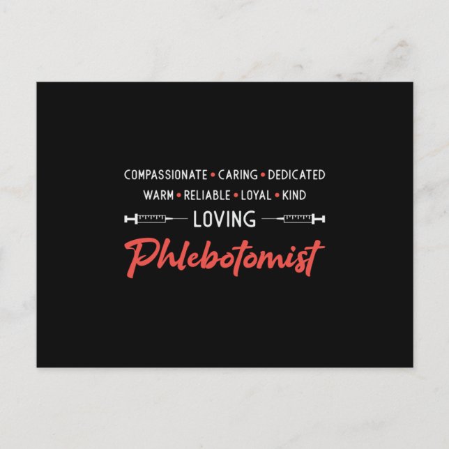 Loving Phlebotomist Phlebotomy Doktor Nurse Gift Vykort (Framsida)