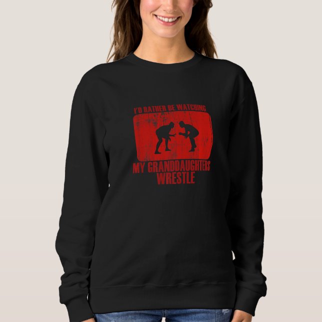 Loving Rather Be Watching Granddaughters Wrestle P T Shirt (Framsida)