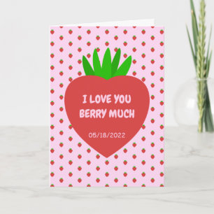 Loving Red Strawberry Fruit I Kärlek You Berry Mch Kort