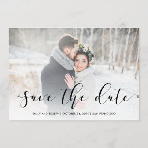 Loving Script Svart Spara datumet med foto