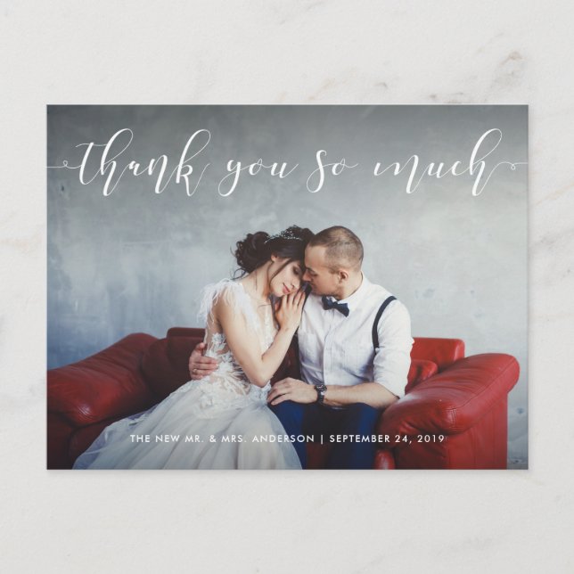 Loving Script | Tack med Photo Vykort (Framsida)