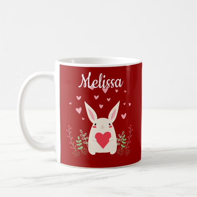 Loving Snuggly Kawaii Bunny Anpassningsbar Kaffemugg (Vänster)