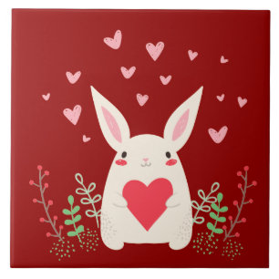 Loving Snuggly Kawaii Bunny Anpassningsbar Kakelplatta