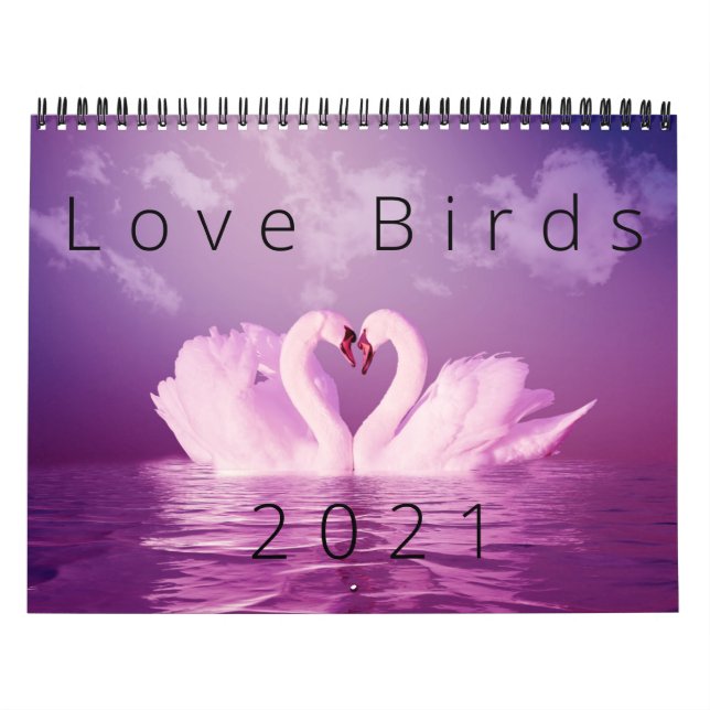 Loving Svanar, Love birds 20XX Anpassningsbar Pers Kalender (Omslag)