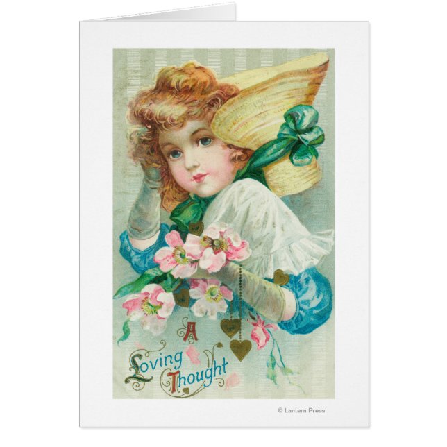 Loving Think Maiden med Bonnet Hälsningskort (Framsidan)