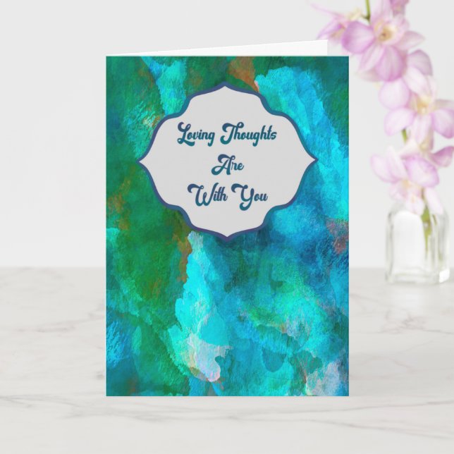 Loving Thoughts — Teal Watercolor Sympathy Card Kort (Orkide)