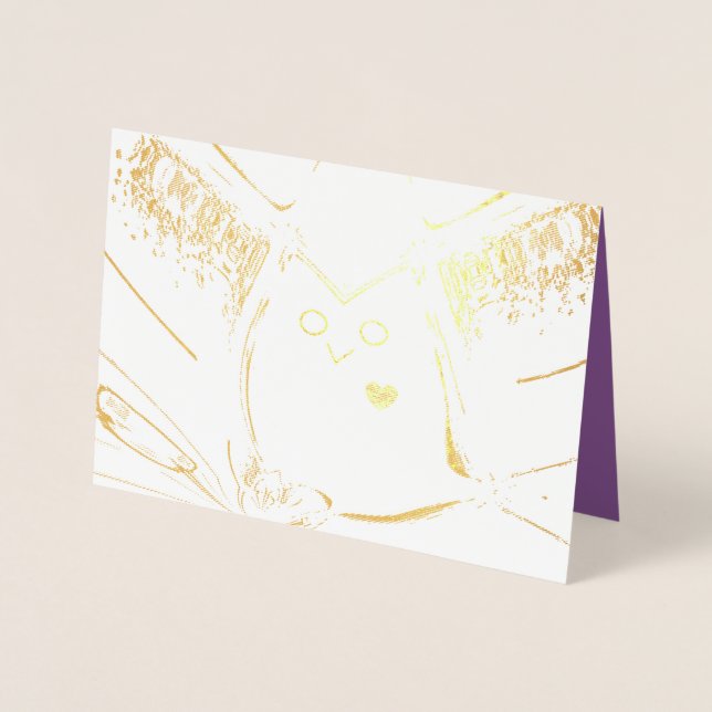 "Loving Uggla", tomt guldfärgkort med kuvert Folierat Kort (Framsida)