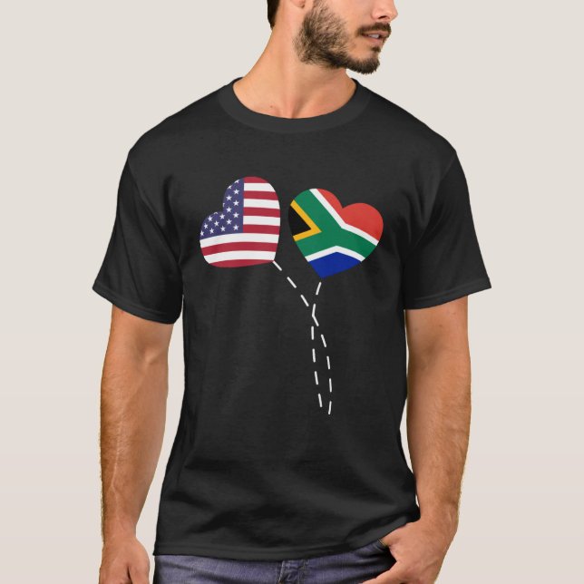 Loving USA South Africa Flag Heart South African A T Shirt (Framsida)