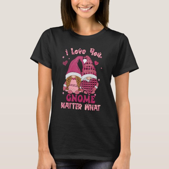 Loving You Gnome Matter What Buffalo Plaid Valenti T Shirt (Framsida)