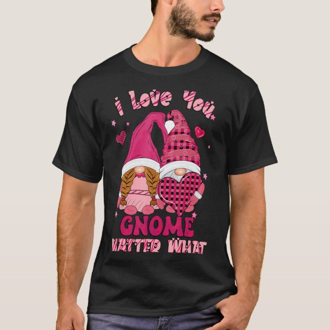 Loving You Gnome What Buffalo Plaid Valenti  T Shirt (Framsida)