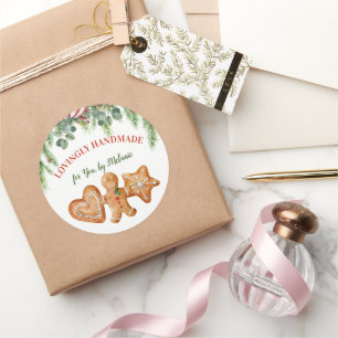 Lovingely handmade gingerbröd favärdar taggar runt klistermärke